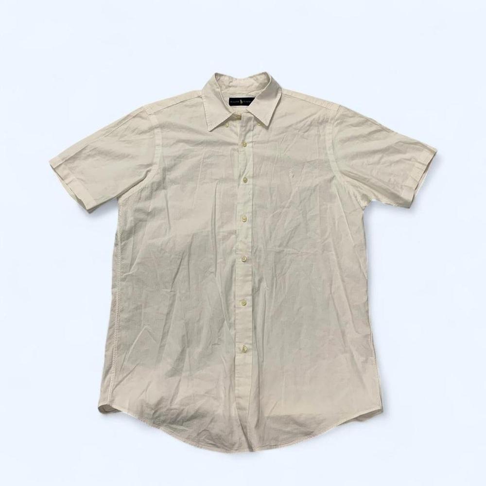 Ralph Lauren White Short Sleeve Button-Down Shirt - Size M